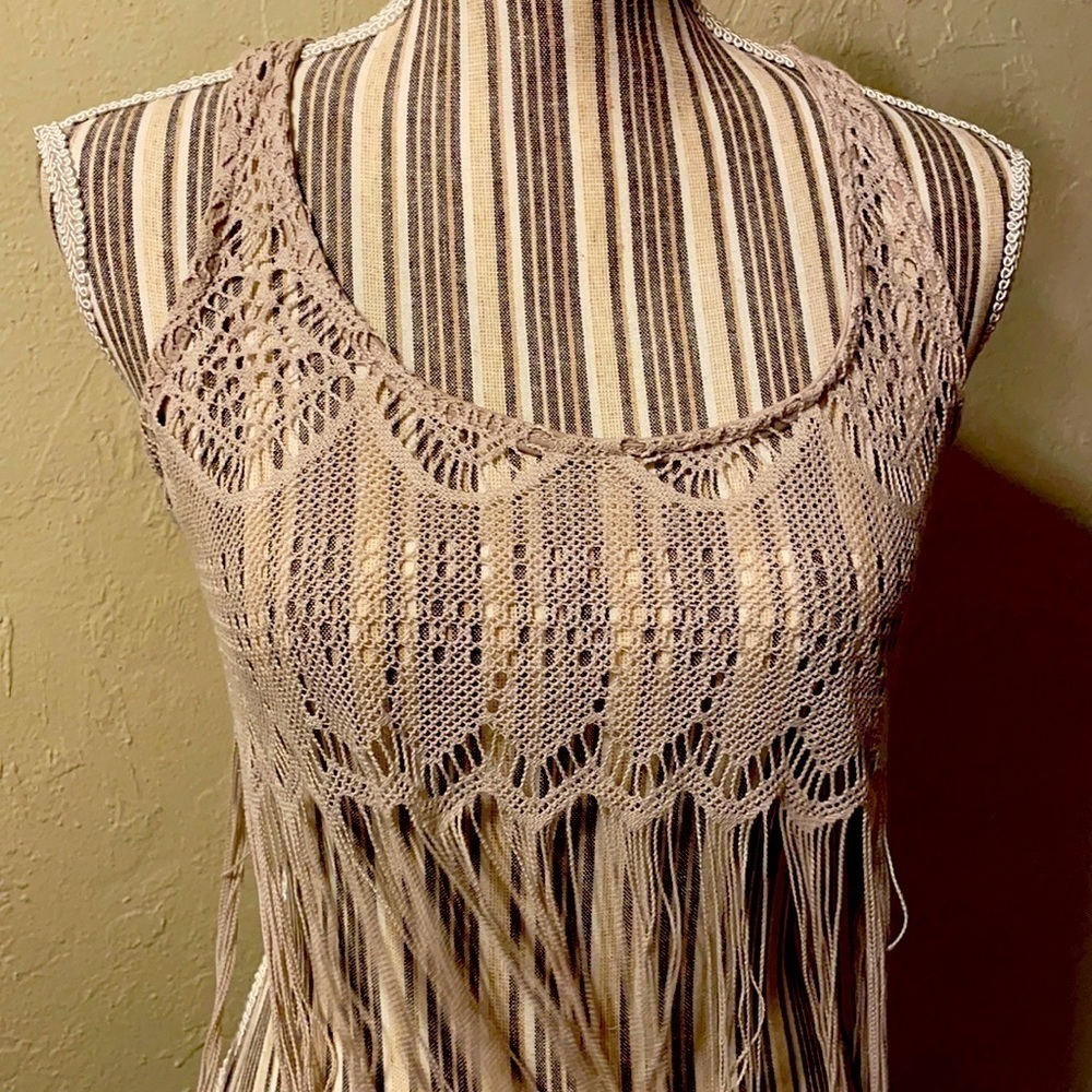 Boho Crochet Fringe Crop Top​​​​
